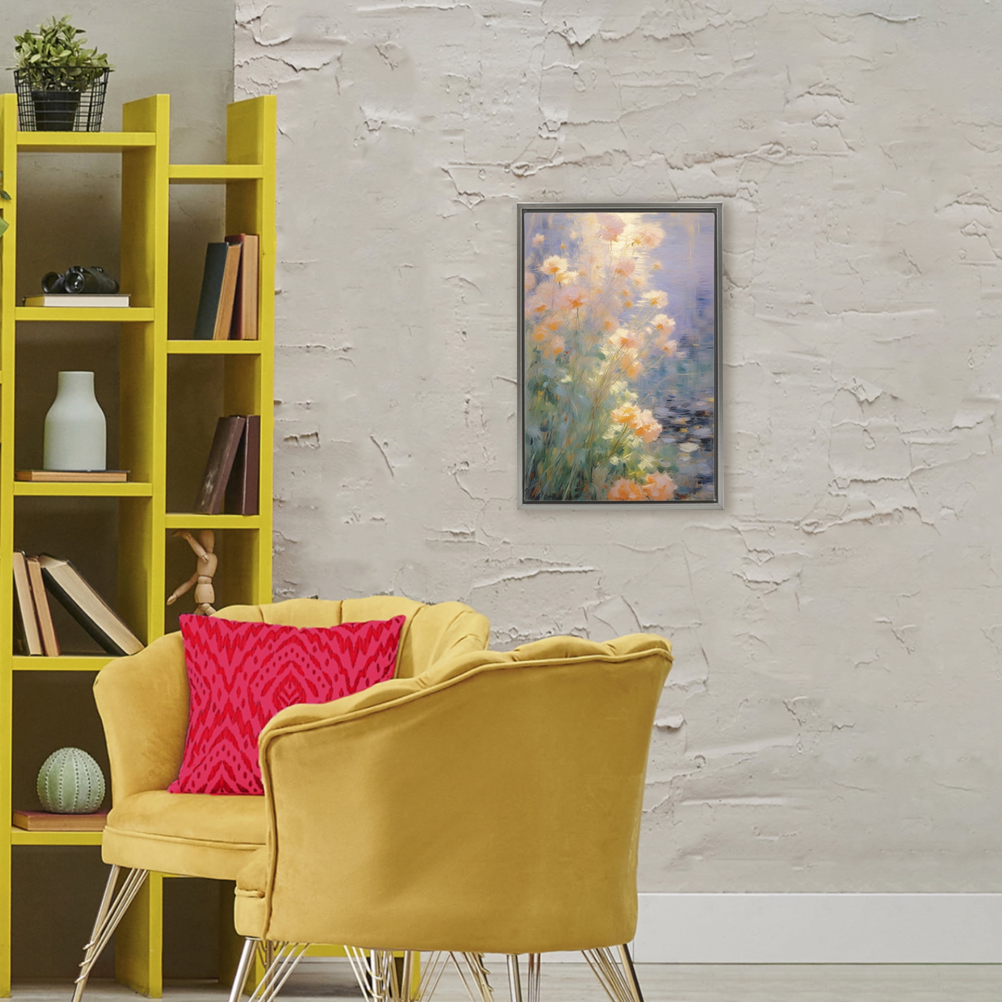 Stupell Industries Sunlit Pastel Blossoms Impression Gray Framed Floater Canvas Wall Art, design by Angie Hawke