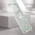 thumbnail image 4 of Glitter Clear Sparkly Bling Xiaomi Redmi 10C Case for Women, Flowing Liquid Quicksand Cover with Diamond Ring Holder Case for Xiaomi Redmi 10C  Silver, 4 of 14