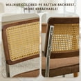 thumbnail image 6 of Natural Rattan Dining Chairs Set of 2/4/6, Upholstered Mid-Century Modern Dining Room Chairs with Cane Backrest, Retro Velvet Kitchen Chairs with Chrome Base, 6 of 8