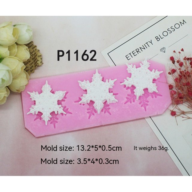 Molde de copo de nieve, molde de caramelo de pastel de silicona de copo de nieve de Navidad para proyecto de artesanía de arcilla polimérica de pastelitos(Rosa)(1 pieza)