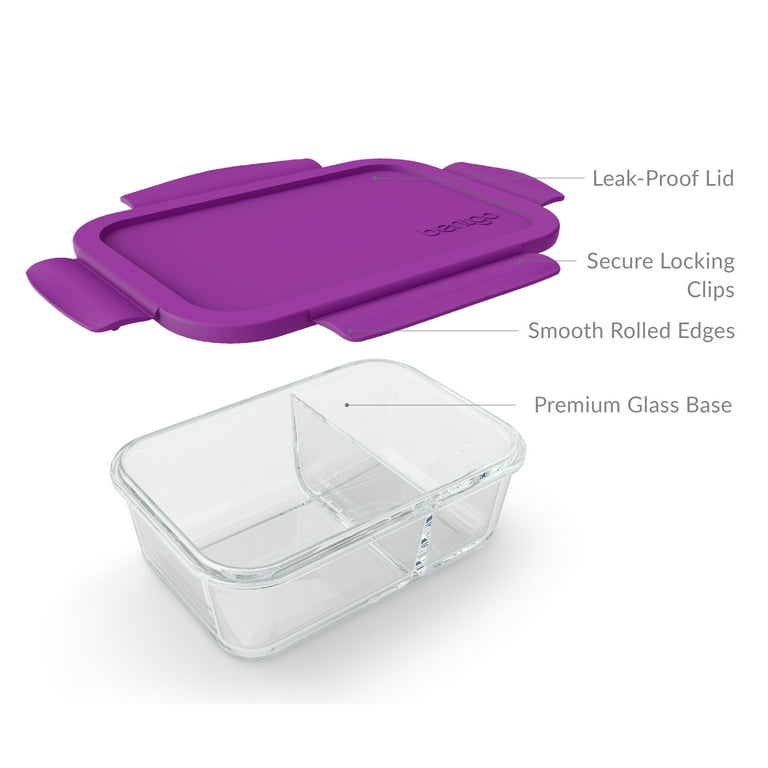 Bentgo Glass Snack 2-Compartment Bento-Style Glass Food Storage