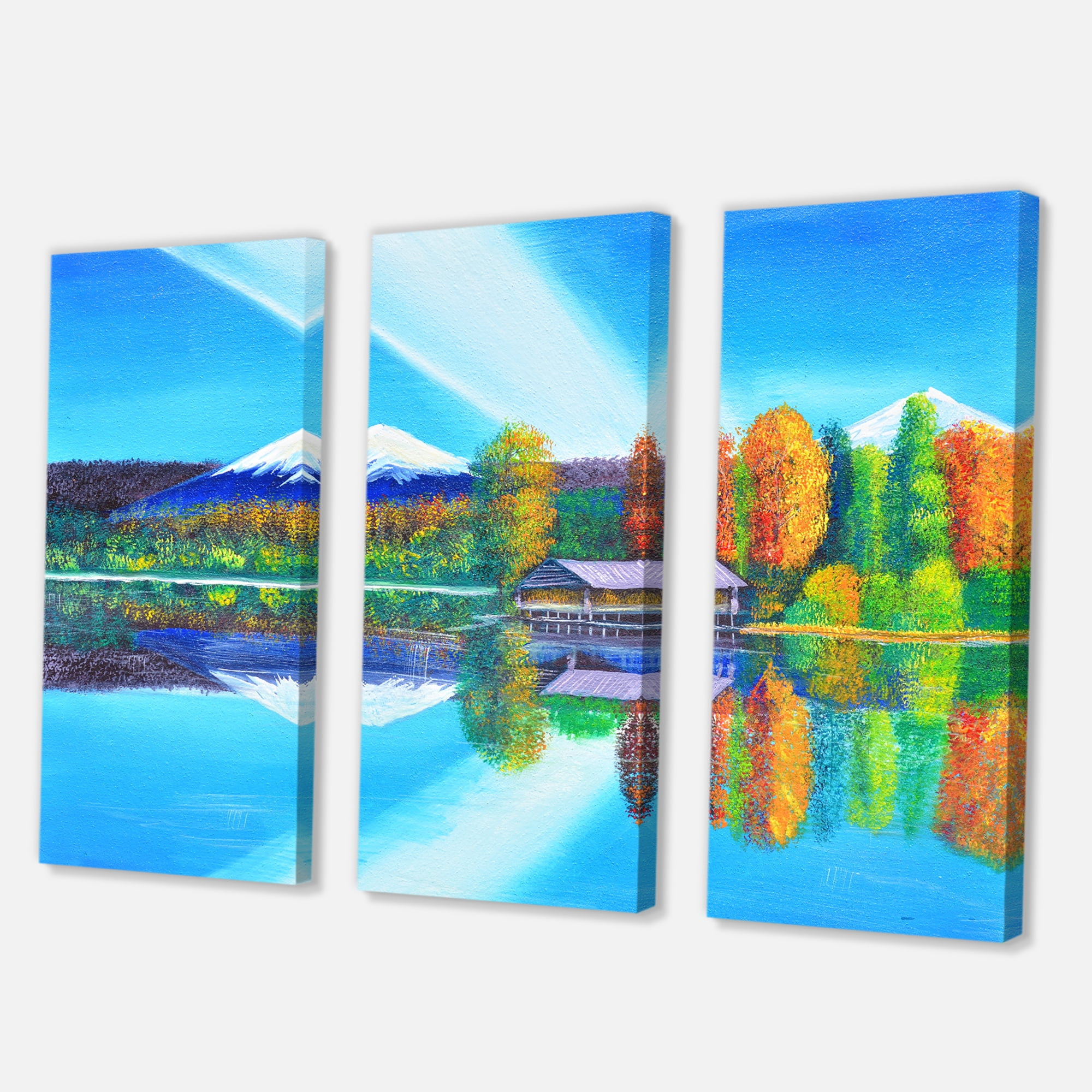 Designart ' Reflection Of Mountain and Sky On The Lake Water ' Nautical & Coastal Canvas Wall Art Print