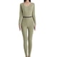 thumbnail image 1 of Conjunto de pijama de capa base con forro polar para mujer, ropa interior térmica para clima frío, color verde, 1 of 6