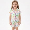 thumbnail image 2 of Tfken Girls Loungewear Sets For Summer Lapel Neck Bowknot Print Short Sleeve Button Tops With Shorts Set Sleepwear Trendy Casual Teen Comfortable Homewear Outfit White Size 18-24 Months, 2 of 8