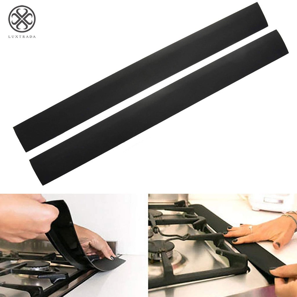 Luxtrada Stove Counter Gap FillerSiliconeSpillCrumb GuardWasherBlack (6 Pack)