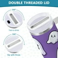 thumbnail image 3 of Yayeee 30oz Stainless Steel Tumbler with Straw and Handle Double-Wall Insulated Travel Water Bottle, Halloween Ghosts Purple, 3 of 8