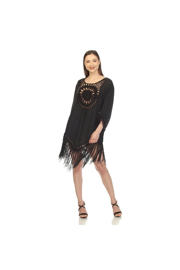 Women's Sheer Crochet Fringe Cover-Up