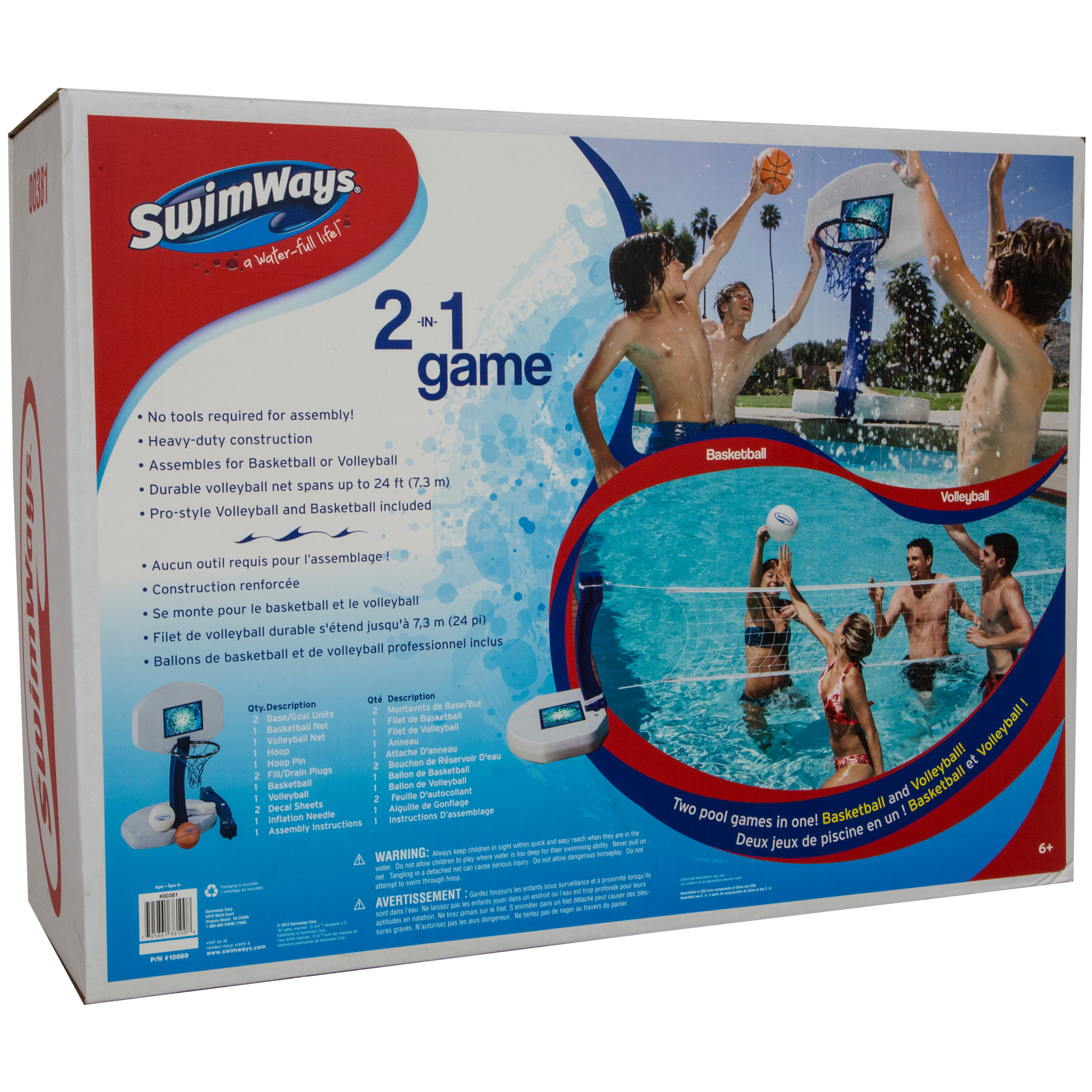 SwimWays 2-in-1 Pool Sport Combo Set - Volleyball Net & Outdoor