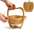 thumbnail image 3 of Collapsible Apple Shaped Bamboo Basket - Kitchen Fruit Centerpiece Bowl Decor, 3 of 9