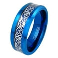 thumbnail image 3 of Wedding Rings Men & Women 8mm Blue Tungsten Wedding Band Silver Celtic Knot, 3 of 7