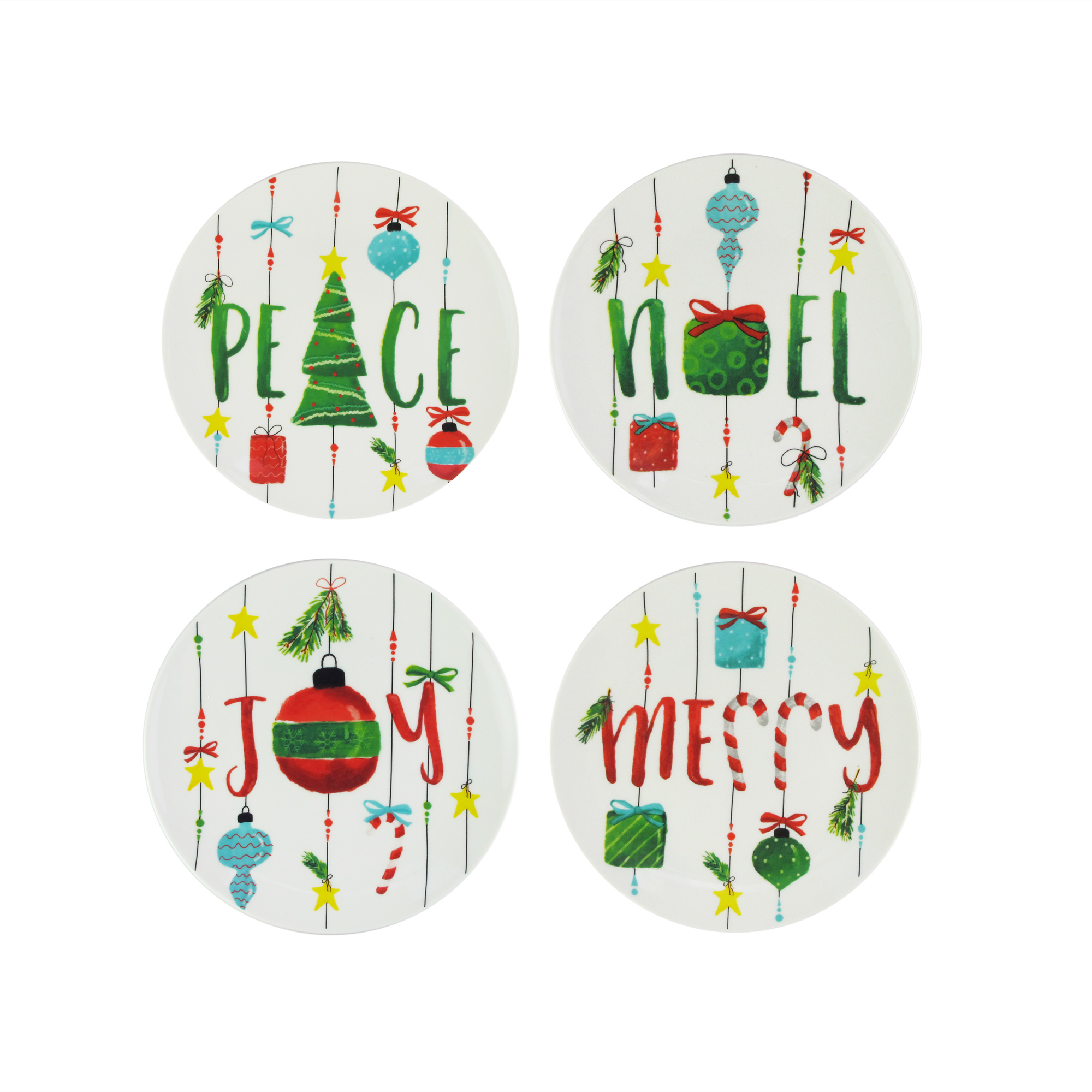 Holiday Plates Set of 4 8"D