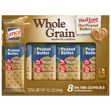 - (3 Pack) Lance Whole Grain Peanut Butter Sandwich Crackers, 8 Ct