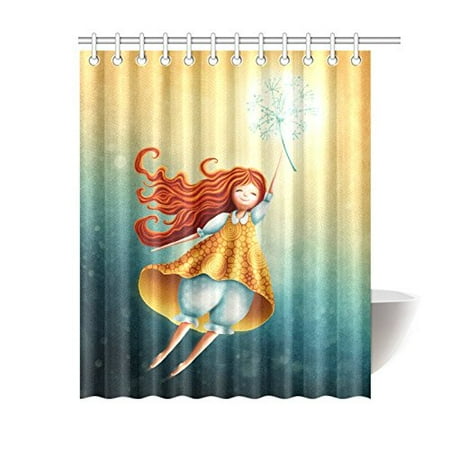 Gckg Little Fairy Girl Flying With Dandelion Shower Curtain