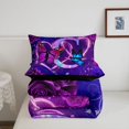 thumbnail image 5 of meiyoeat Purple Flower Monogram C Full Size Comforter Sets,Cute Butterfly Neon Letter Design Bedding Comforter Set For Girl,Black Reversible,3-Piece,1 Comforter and 2 Pillowcases, 5 of 7