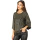 thumbnail image 1 of Blusa Lentejuela Cuello Redondo Mangas De Murciélago Casual Suelto Para Mujer Negro L Unique Bargains Blusa, 1 of 6