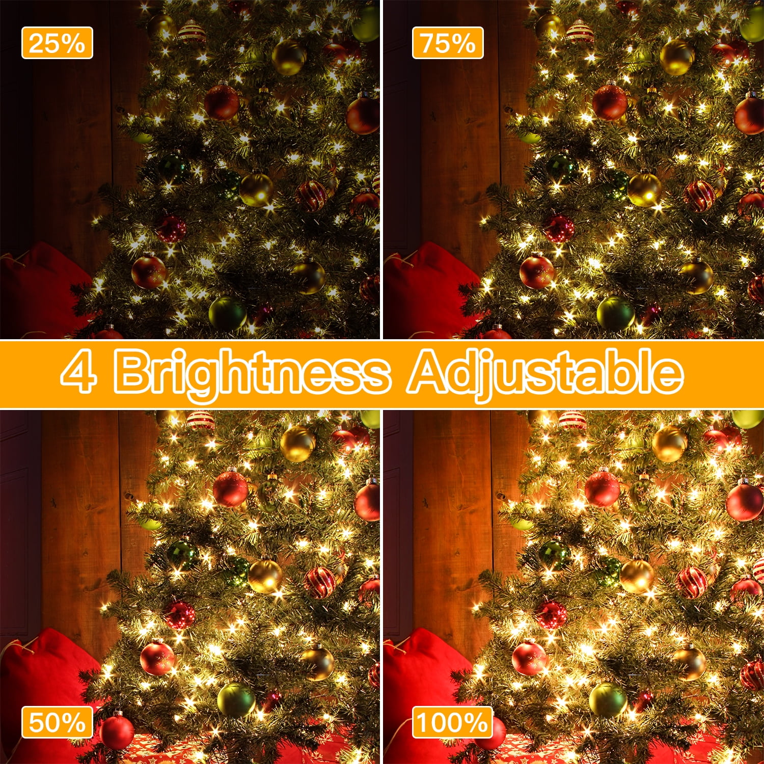 Ollny 400 LED Christmas Tree Lights with Remote Control, 8 Lighting Modes Waterproof Indoor Outdoor Christmas Lights for Decorations, Warm-white