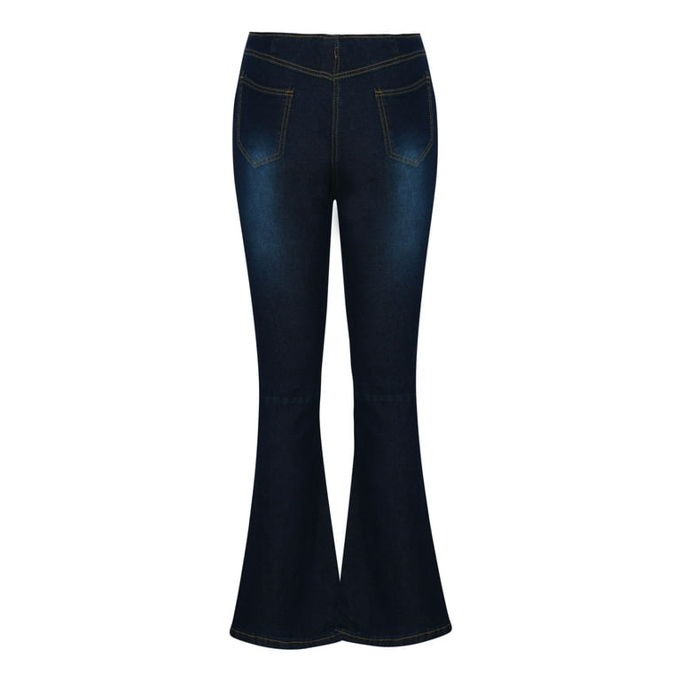 Flare Jeans for Women Ladies Elastic Pull-On Skinny Flared Bootcut Denim  Jeggings