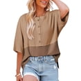 thumbnail image 2 of Women's Round Neck Top Short Sleeve Solid Color Summer Blouse Casual Comfortable Basic Tee for Easy Weekend Style, 2 of 5