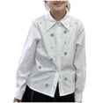 thumbnail image 3 of Girl Shirt Button-Down Long Sleeve Formal Casual Blouses White Collared School Uniform Tops Girls Fashion (13 Years, White #C), 3 of 8