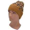 thumbnail image 4 of Empire Cove Winter Knit Ribbed Leopard Cuff Beanie - Mustard, 4 of 5