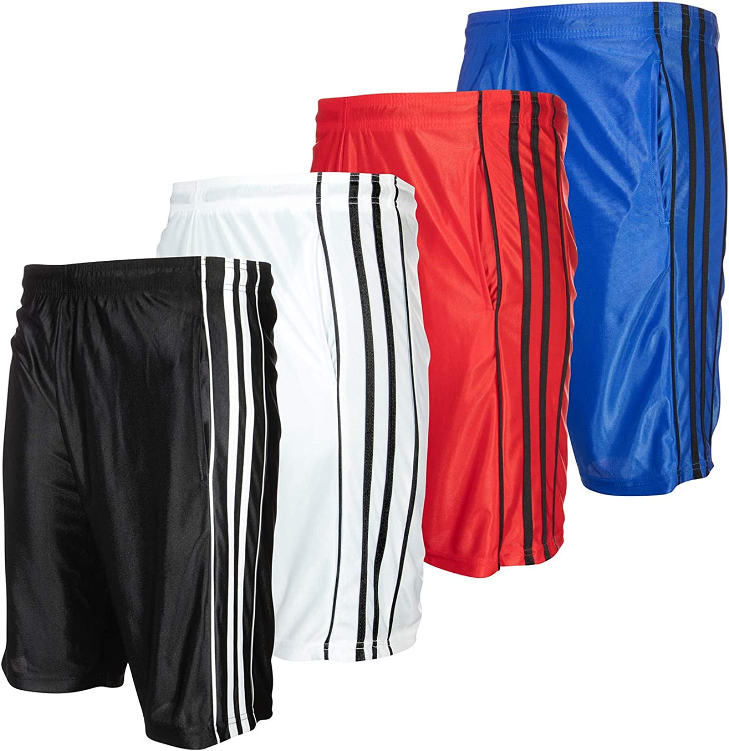High Energy Men's Long Basketball Shorts - 4 Pack Knee Length Athletic ...
