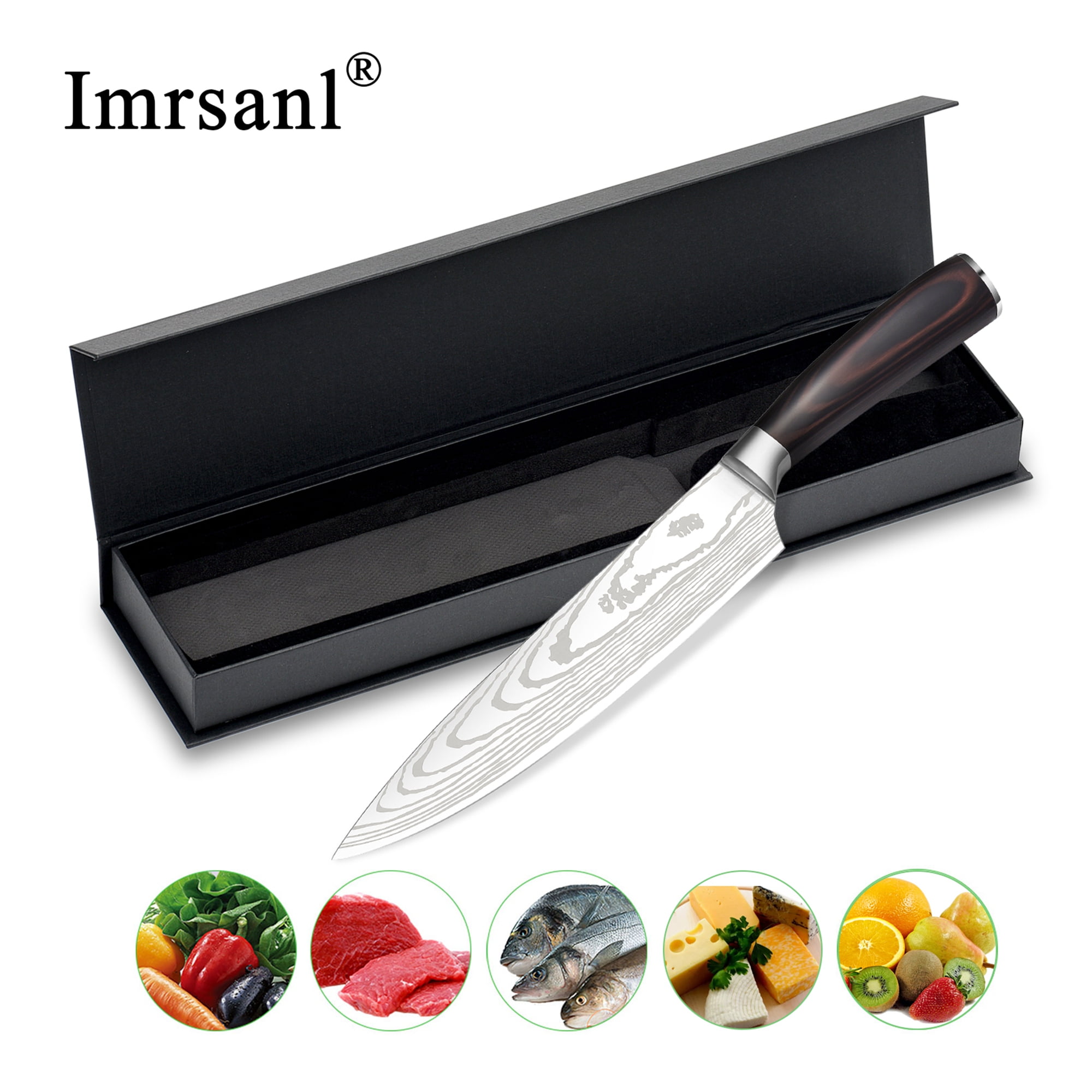 Nakiri Vegetable Cleaver/Knife, 7.5 Inch | Dark Brown ABS Handle