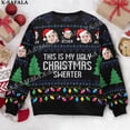 thumbnail image 5 of Suéteres de punto navideños feos con personajes/mascotas personalizados y fotos personalizadas, jerséis de regalo de Navidad, tops para parejas, fiestas, unisex, informales, 12, 5 of 5