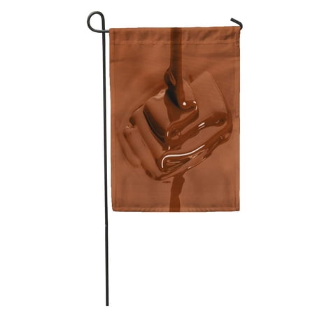 SIDONKU Brown Patisserie Melted Chocolate Being Poured Liquid Food Dessert Flavor Garden Flag Decorative Flag House Banner 28x40 inch