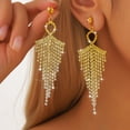 thumbnail image 3 of Sunyuer Rhinestone Earrings for women,Long Earrings Dangle Dangling Bling Earring Crystal Rhinestone Statement Drop Tassels rhombus Earrings for Prom Fashion Jewelry, 3 of 7