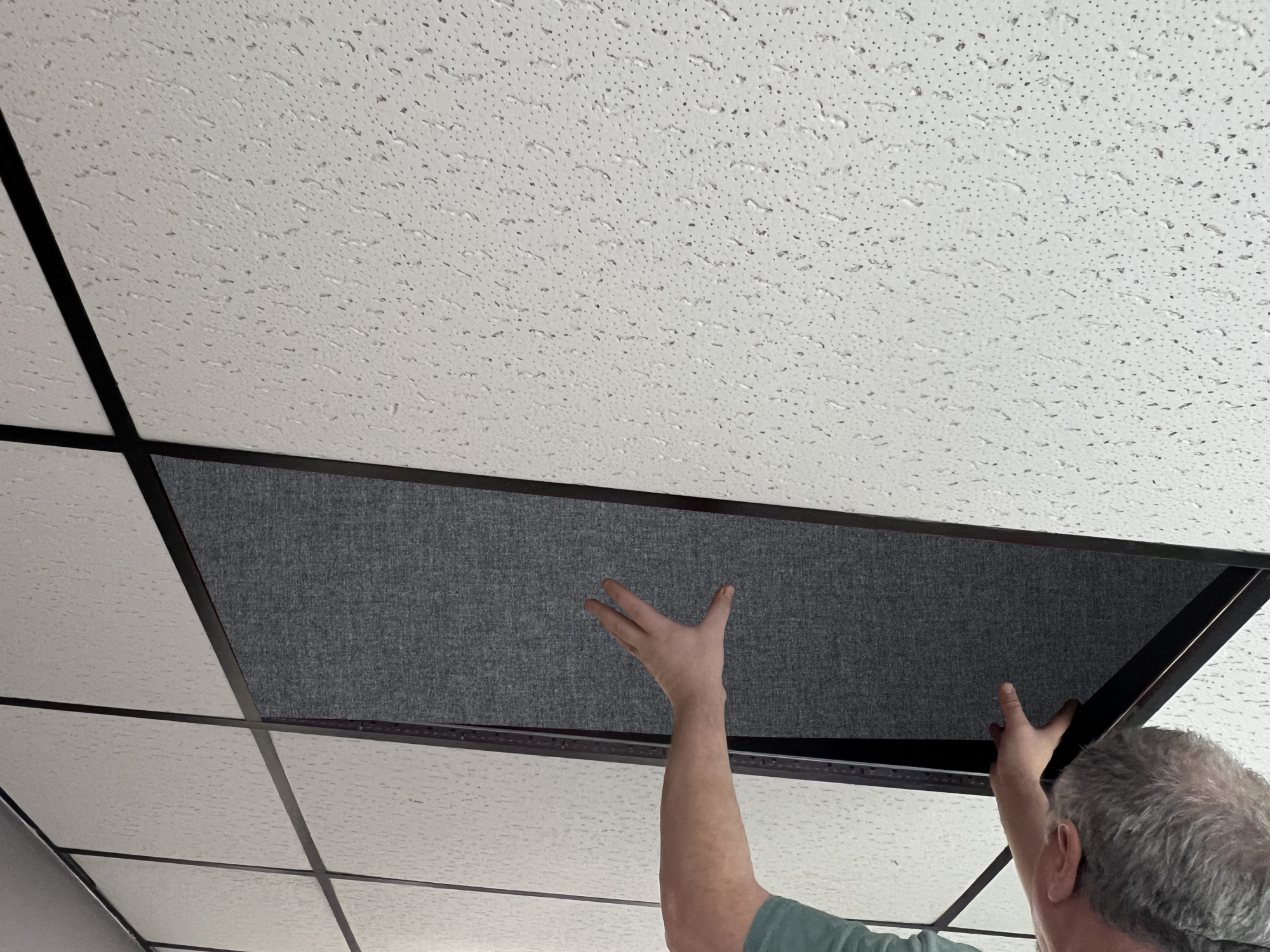 ATS Acoustics Ceiling Acoustic Tile 24"x24"x2" Sound Absorbing Drop Grid Panel For T-Bar Drop Ceiling Noise Reduction (Charcoal)