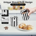 thumbnail image 4 of 10oz Striped Ceramic Coffee Mug with Sip Hole and Straw Retro Hand Painted Handleless Cup for Espresso and Iced Latte Black 1 Pack, 4 of 8