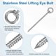 thumbnail image 2 of Uxcell 2-Pack 304 Perno de Ojo de Acero Inoxidable M6x120mm para Asegurar Madera/Columpio/Hamacas Plata, 2 of 7