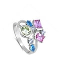 thumbnail image 4 of Geometric Multi-color Cubic Zirconia Ring .925 Sterling Silver Band Jewelry Female Male Size 7, 4 of 4