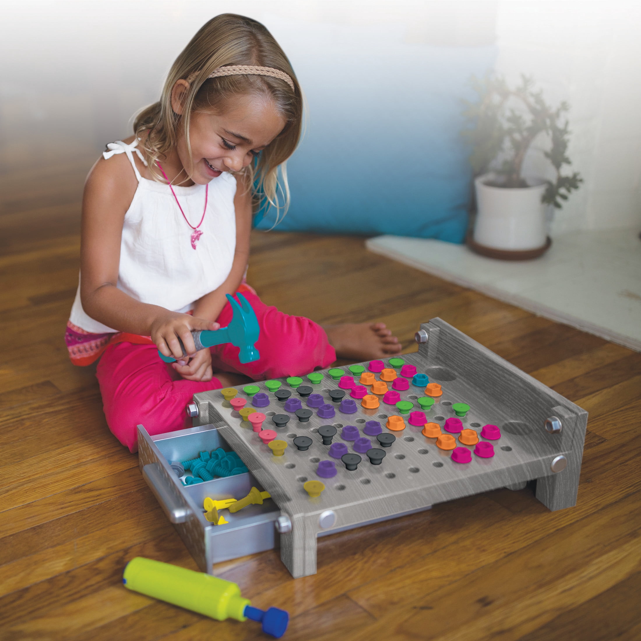 Educational Insights Design & Drill My First Workbench, Plastic Electric Drill Toy, Preschool STEM, Toddlers Ages 3+