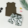 thumbnail image 5 of XUELUO Baby Boys Casual Outfit Sets Summer Coconut Tree Print Crew Neck Sleeveless T Shirt Tops And Shorts 2 Piece Holiday Wear,Brown,18-24 Months, 5 of 9