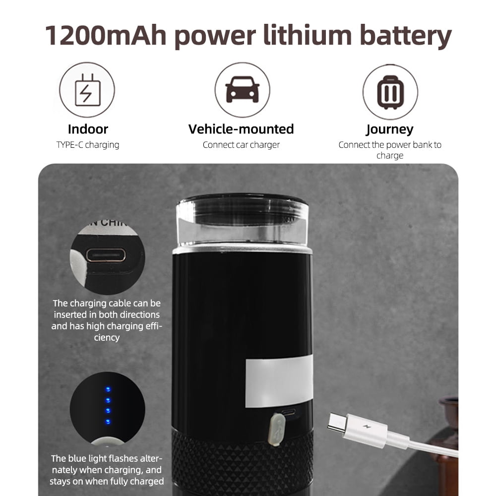 Coffee Machine,Coffee Maker With 6oz Serve Coffee Serve Coffee Maker With Battery Car Portable Espresso Coffee 1200mah Battery Brew And Bin 1200mah Coffee And Bin Brew Car Office