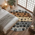 thumbnail image 3 of Gray Dog Paws 3.3ft Round Rug, Farmhouse Vintage Modern Grey Brown Wood Non-Skid Rubber Backing Large Area Rugs - Living Room Bedroom Home Office, Indoor Floor Mat Carpets Washable Rug, 3 of 9