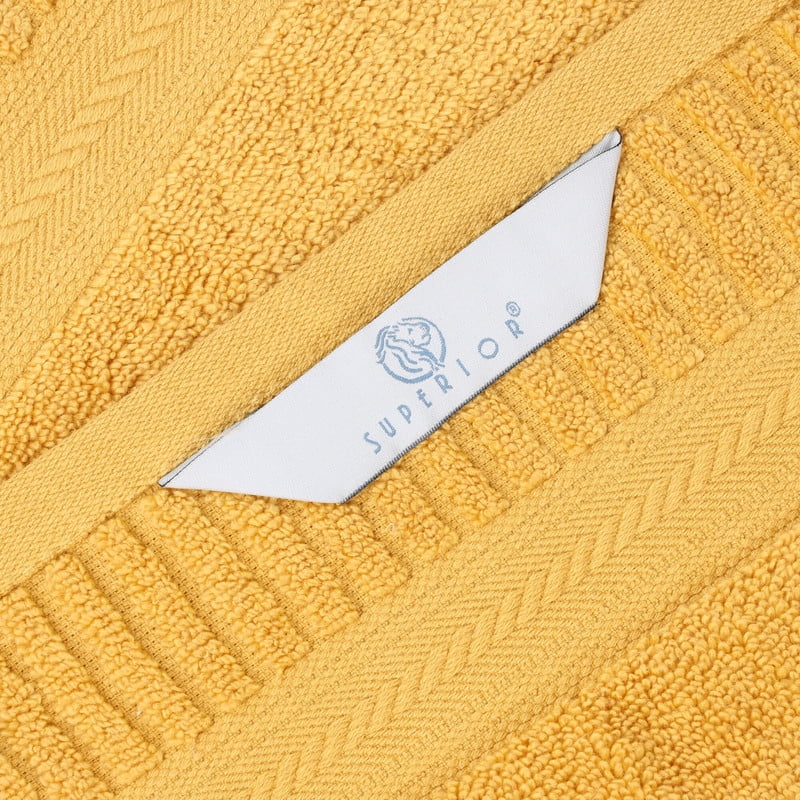 Superior Venice Ribbed Textured Border Zero Twist Bath Sheets, Set of 2, Gold