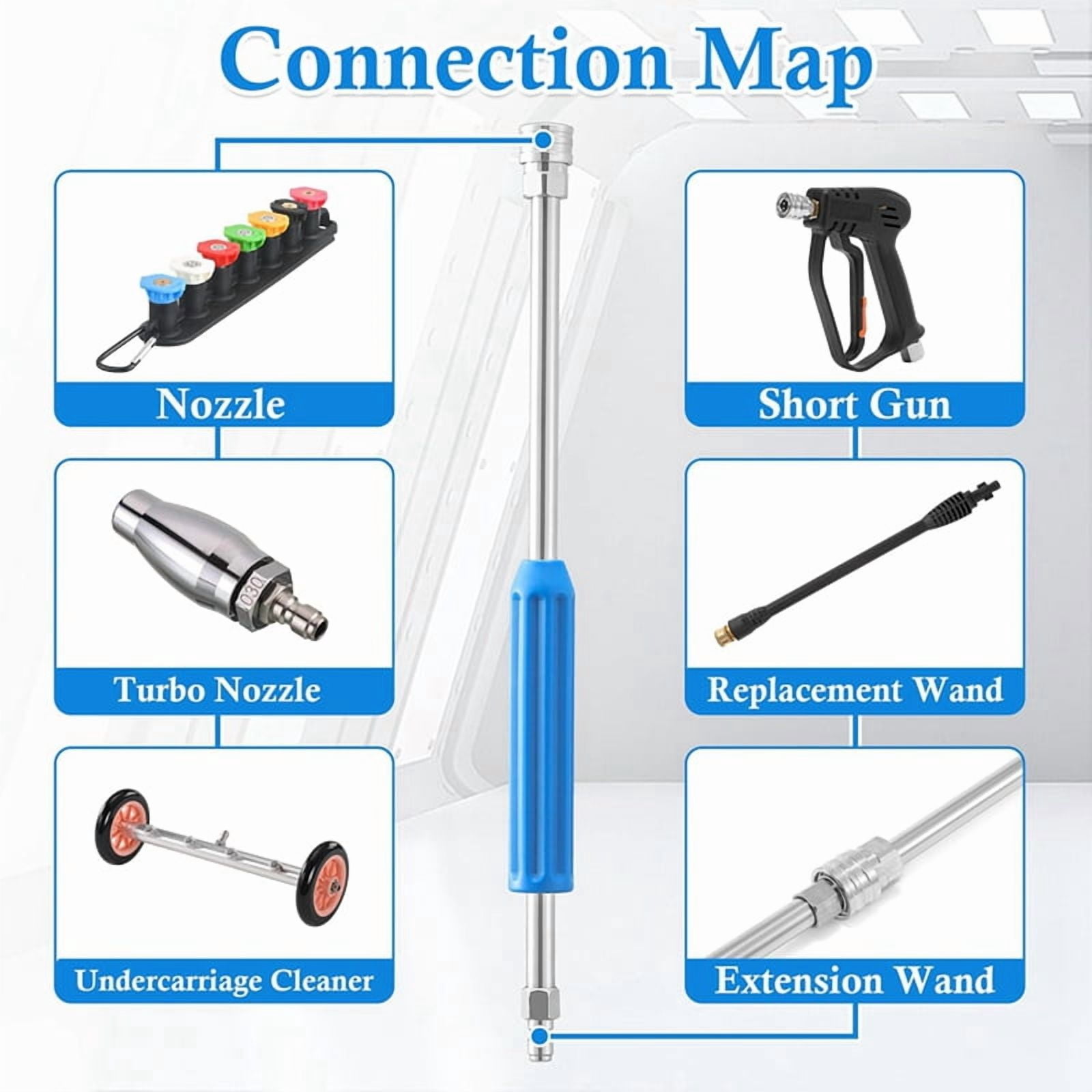 Pressure Washer Extension Wand 17 Inch,30 Degree Curved Pressure Washer Wand for Gutter, 1/4Inch Quick Connect, 2 Pack