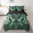 thumbnail image 3 of Manfei Tribal Damask Flower 7pcs Bedding Comforter Set, Green Black Mandala Queen Bedding Sets, Western Bohemian Theme Reversible Queen Sheet Sets, Breathable Home Decor, 3 of 8