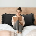 thumbnail image 4 of Unique Bargains Microfiber Ruffle Envelope Closure Body Pillowcases Black 20"x48", 4 of 8