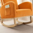 thumbnail image 4 of Rocking Chair Nursery with Side Pocket, Upholstered Glider Chair with High Back and Wood Legs, Accent Armchair for Living Room Bedroom, Orange, 4 of 8