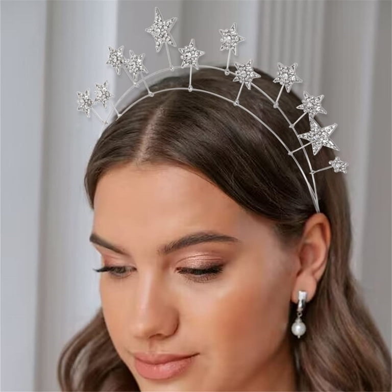 Silver Star Rhinestone Headband - Sparkling Hair Accessory Amazon.com : JEAIRTS Rhinestone Headband Silver Star Hair  main image 3