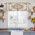 thumbnail image 4 of 2 Panels Beige Vintage Boho Valance for Windows, Ethnic Tribal Geometric Abstract Light Filtering Kitchen Curtains, Rod Pocket Window Treatment Curtain Valances for Living Room Bedroom, 42"x12", 4 of 9