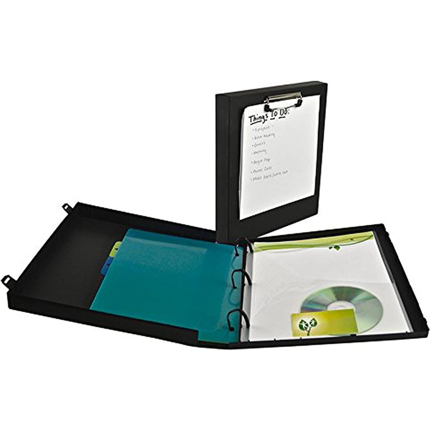 HYYYYH 3 Ring Fully Enclosed Binder with Clipboard (12 Black Binders