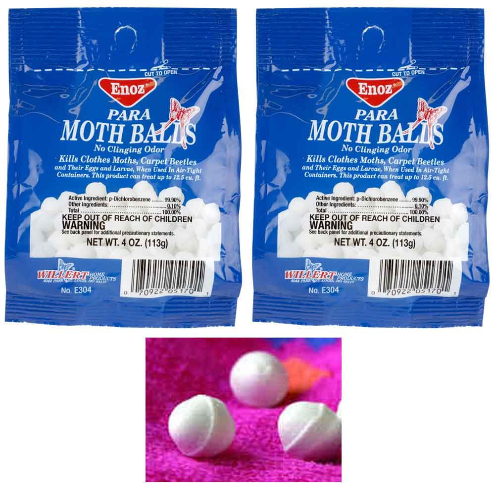 2 Bags Moth Balls Kills Clothes Moths Carpet Beetles Original Scent 4 oz Each