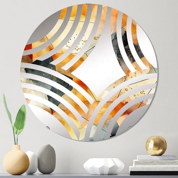 Designart "Nordic Color Vibrancy V" Scandinavian Baptist Fan Round Wall Mirror - Landscapes Oval Printed Decorative Mirror - Multiple Color Options