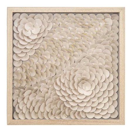 Pemberly Row Transitional Glass Framed 3D Wall Art in Natural
