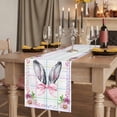 thumbnail image 3 of Easter Cotton Linen Table Runner for Dining Kitchen, Cute Rabbits Ears Bow Daisy Flower Watercolor Plaid Wedding Outdoor Party Tablerunners, Dresser Scarf Coffee Tablecloth Runners 13x120 Inches, 3 of 9