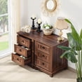 thumbnail image 6 of Joaxswe Farmhouse Side Table with Charging Station, 3 Drawer Nightstand for Bedroom, Adult Bed Side Table Cabinet, Brown, 6 of 8